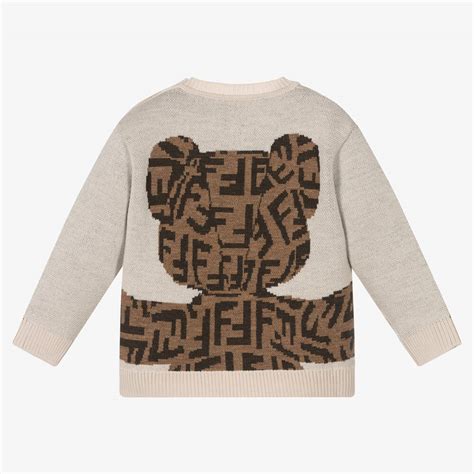 fendi teddy bear sweatshirt|Kids Fendi Beige Wool Teddy Bear Sweatshirt Apparel NV0V42846.